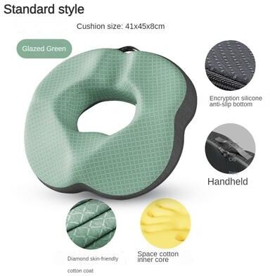 Handpicked Choices Orthopedic Donut Seat Cushion Memory Foam Pillow For Tailbone Relief And Comfortable Sitting normal Green 45 41 8 Cm (17.72 16.14 3.15 In)