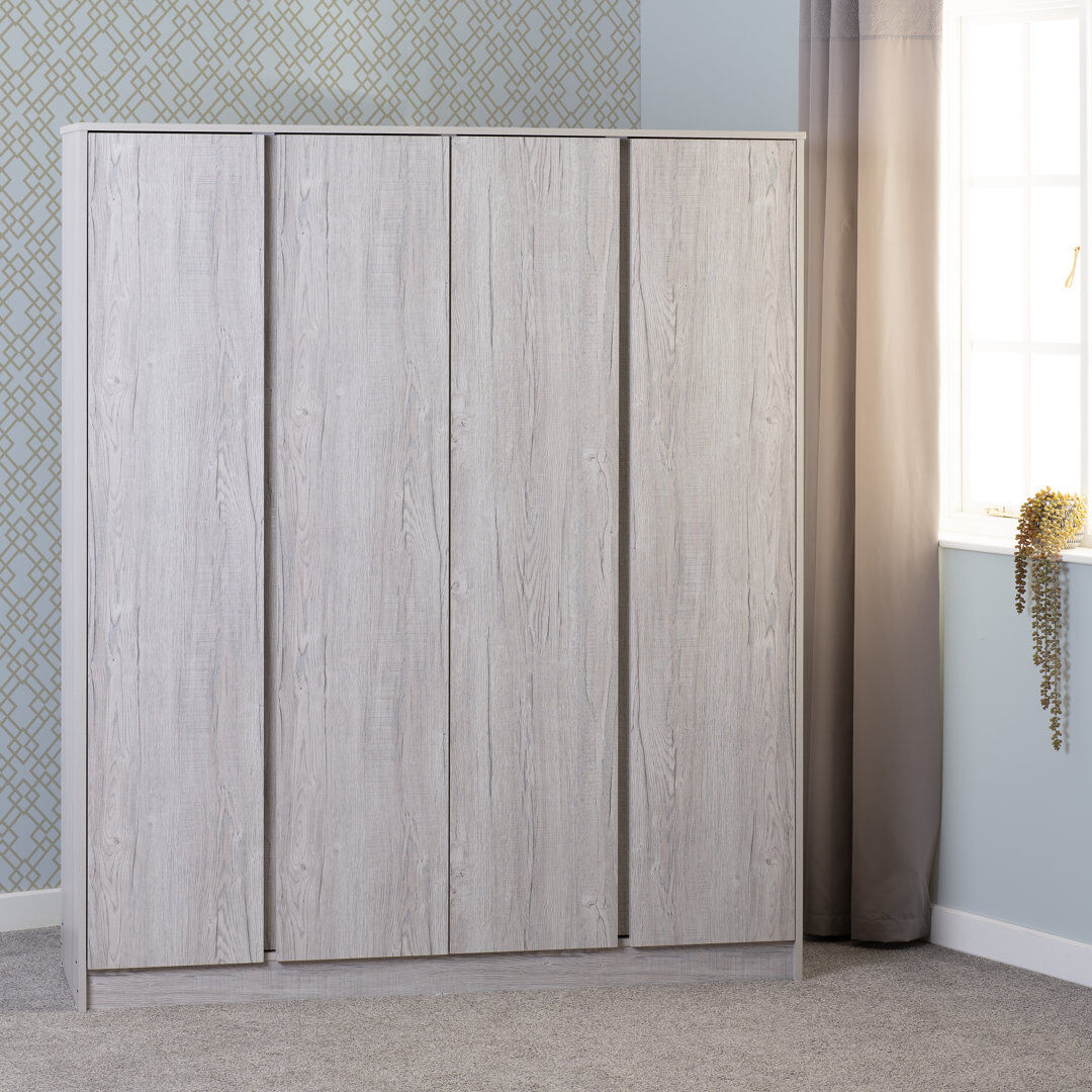 17 Stories Malvern 4 Door Wardrobe Satin 180cm H X 151cm W X 50cm D