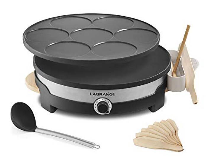 LAGRANGE\, Crêpière Tradi' Duo\, 2 en 1\, 1500W\, 109017 Grandes et petites crêpes