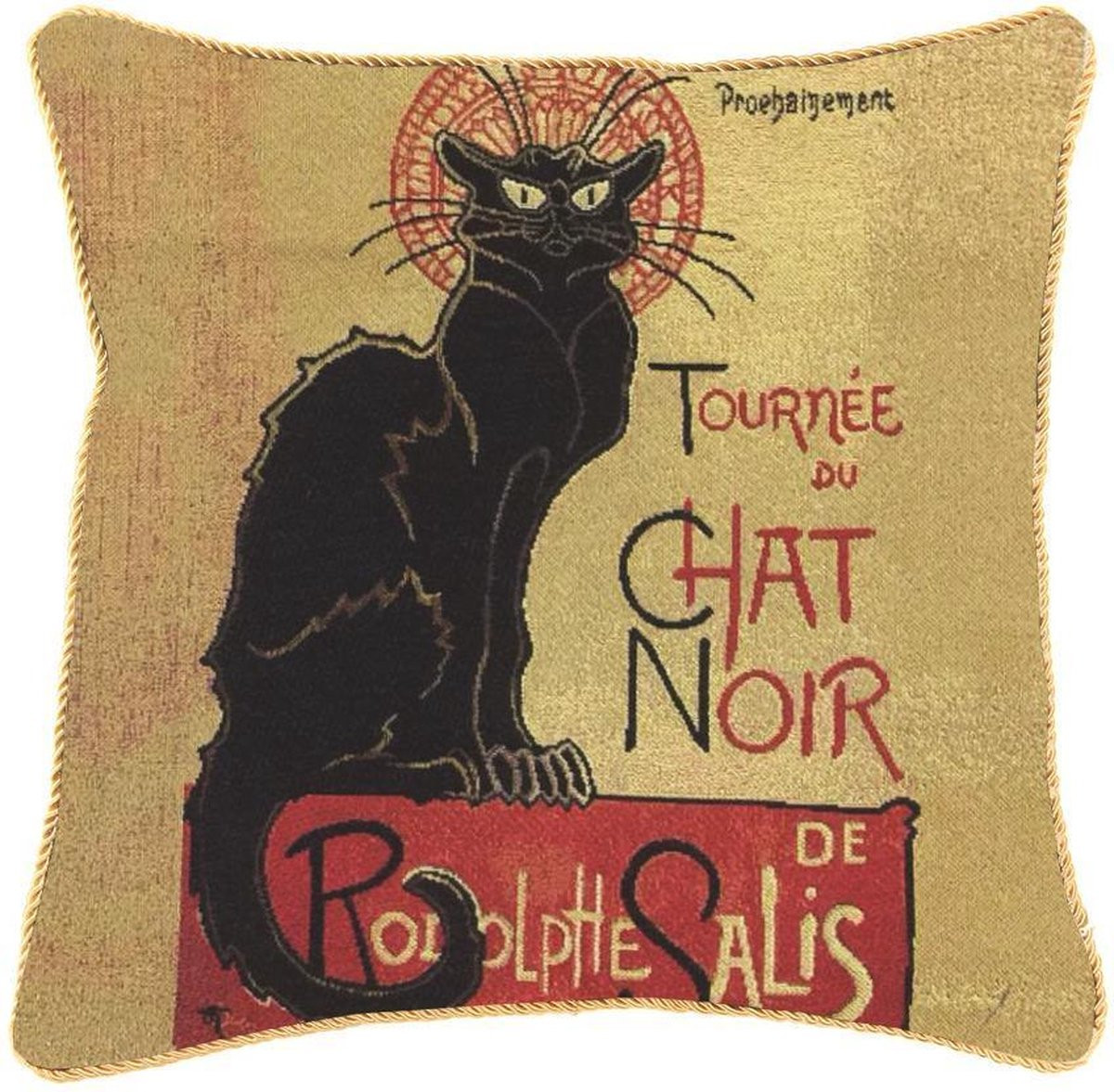 Signare Kunst kussenhoes T. Steinlen Tournée du Chat noir met kattenmotief