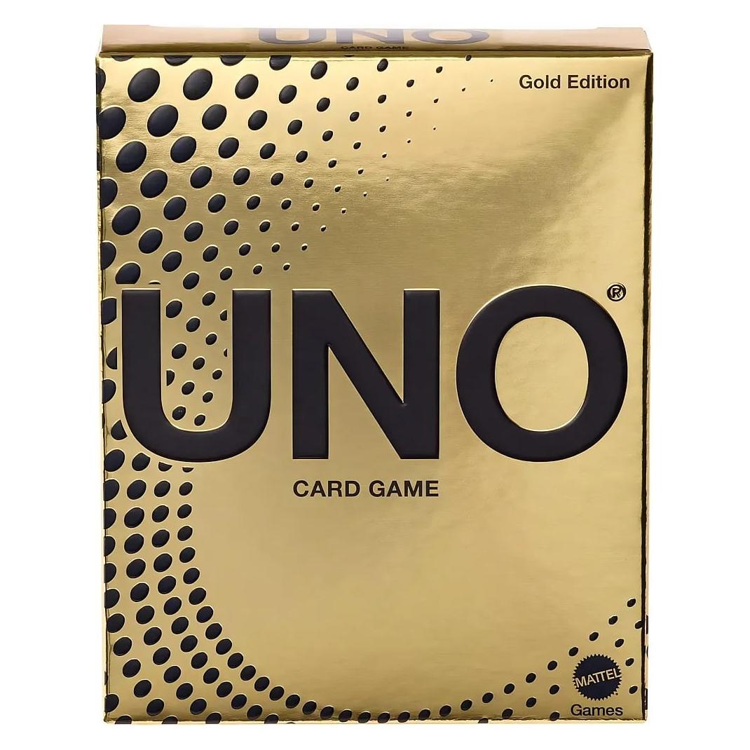 Mattel Games UNO Gold (Deutsch, Englisch, Französisch, Italienisch, Niederländisch, Portugiesisch, Spanisch, 2 - 10 Spieler) (JHB35)