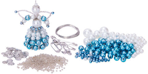 Bastel-Set "Perlenengel", blau-weiß-silber