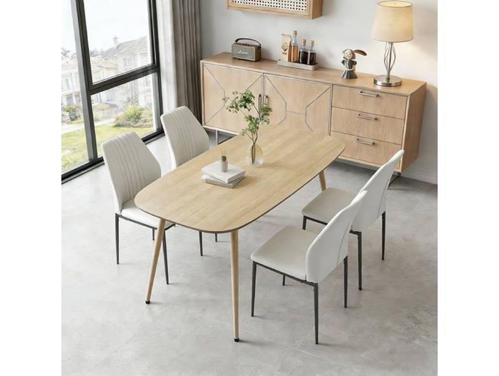 JIEXI Ensemble de table de salle à manger moderne pour 4 personnes – Surface résistante en bois et 4 chaise de salle à manger