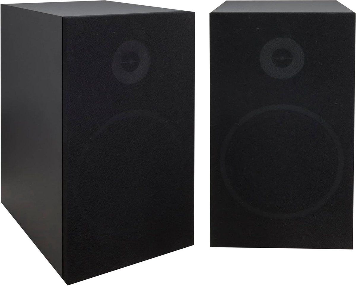 Zwarte Desktop Speakers met Bluetooth Connectiviteit voor Muziek Luisteren - Boekenplank Luidsprekers