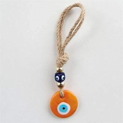 Inspired Finds Handcrafted Blue Evil Eye Glass Pendant Protective Wall Hanging Decor For Home orange