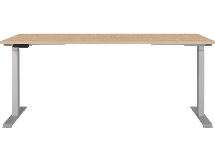Schreibtisch GERMANIA Jet , lindberg, eiche, nachbildung, silber, silber, lindberg, eiche, nachbildung, B:180cm H:72cm T:80cm, Tische, Schreibtisch