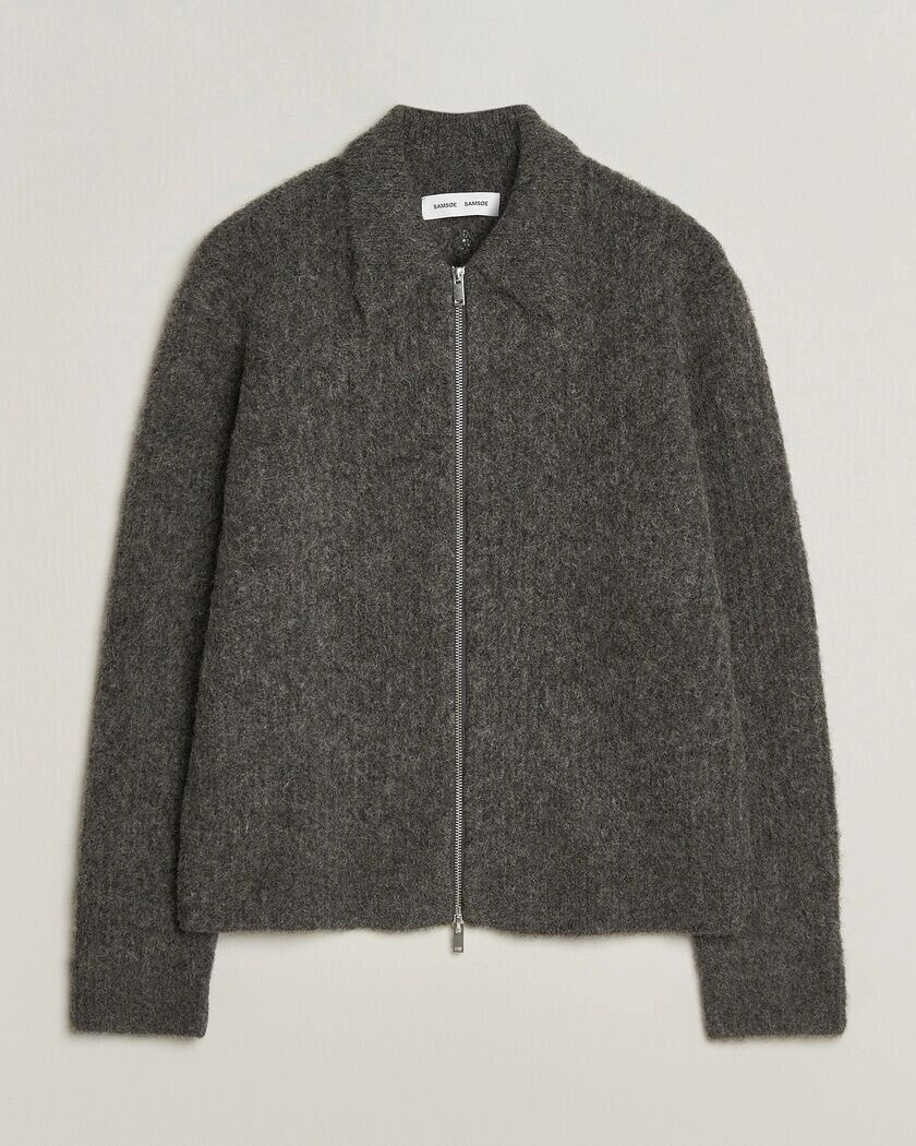 Samsøe Samsøe Job Alpaca Knitted Full Zip Dark Grey Melange