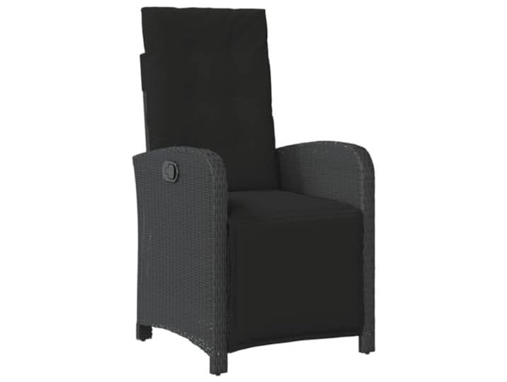 GHVBNMF Gartensessel Verstellbar mit Fußteil Poly Rattan Schwarz Bequemer Liegesessel mit verstellbarer Rückenlehne und Kissen für Terrasse, Balkon und Garten. Pflegeleichtes PE-Rattan.