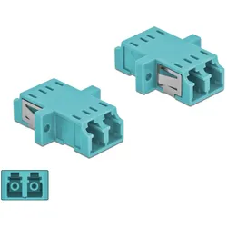 Delock LWL Kupplung LC Duplex Buchse zu LC Duplex Buchse Multimode 2 Stück hellblau