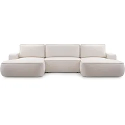 WOHNLANDSCHAFT SOLO Beige Boucle-Stoff mit Schlaffunktion