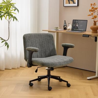 No Chenille Swivel Chair With Adjustable Flip-Up Arms For Cross-Legged