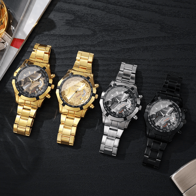 Inspire Essentials Luxury Large Dial Mens Quartz Watch Business Calendar Style gold Black
