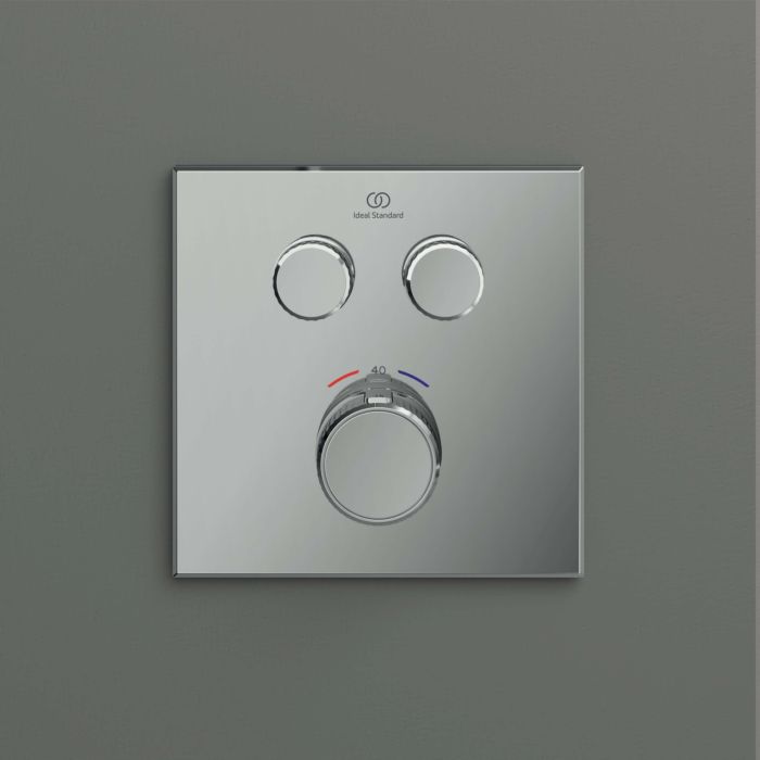 Ideal Standard Navigo Brausethermostat Unterputz A7302AA eckig, 2 Entnahmen, Fertigmontageset, verchromt
