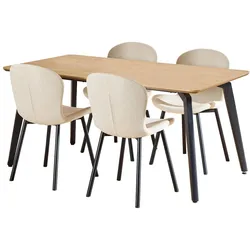 Actona »Cadiz« Essgruppe 5-teilig Eiche Dekor Stoff beige