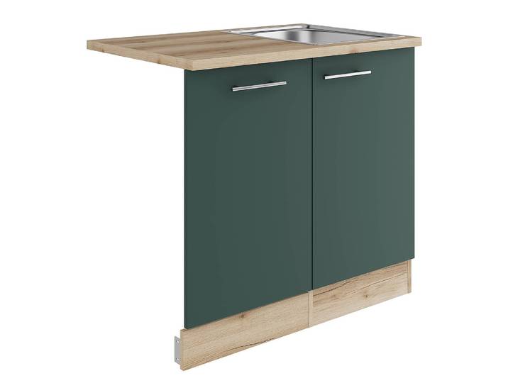 Spülenschrank Variante C 90cm Grün/Grün/Wildeiche Dekor