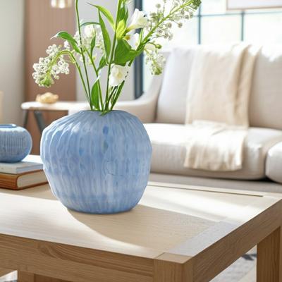 Sagebrook Home Glass Vase Ribbed Abstract Pattern for Flower Arrangement Home Decor