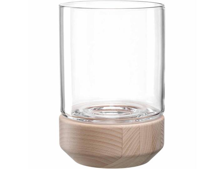 Leonardo Windlicht Legno, Braun, Transparent, Holz, Glas, Buche, 14.00x20.90x14.00 cm, Dekoration, Laternen & Windlichter, Windlichter