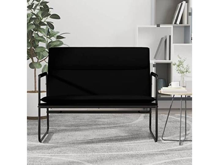 VIHHQGC Sitzbank Schwarz 100x64x80 cm Kunstleder mit Metallgestell Kunstlederbezug, schmutzabweisend, Metallgestell, rutschfeste O-Beine, Montageanleitung inklusive