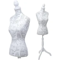 Schneiderpuppe T221, Schaufensterpuppe Torso weiblich, Schaumstoff ~ weiß mit Skizzen