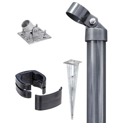 Eckpfosten ALBERTS "Fix-Clip Pro", grau (anthrazit), H:122cm, Stahl, Zaunpfosten, für Maschendrahthöhe 122 cm, zum Aufschrauben