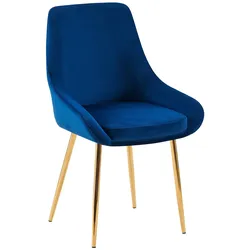 CLP Esszimmerstuhl Elmira Samt gold   Farbe: dunkelblau, Material Gestell: Metall gold