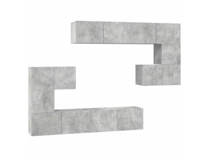 hliofuir 8-tlg. TV-Schrank-Set Betongrau, Wandmontage Hängeschrank Moderne Wohnwand zur Wandbefestigung im Wohnzimmer bietet vielseitigen Stauraum für Medien und befreit Bodenflächen.