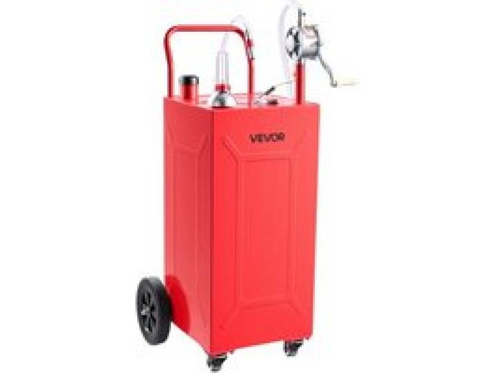 VEVOR 132,5L Kraftstofftrolley Mobile Tankanlage mit Manueller Pumpe Rot, Tragbarer Kraftstoffbehälter für Auto Rasenmäher ATV, Mit 4 Rollen & Ölstandsanzeige, Für Benzin & Diesel, Kohlenstoffstahl