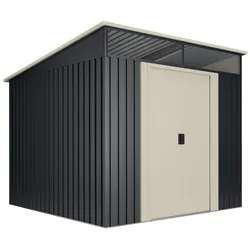 Wasabi - Gartenhaus Metall 5,6m2 Stark – 239x236x203cm - Oberlicht - Doppelte Schiebetür – Anthrazitgrau – Geräteschuppen XL – Gerätehaus Outdoor