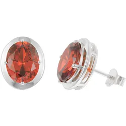 trendor 21340-07 Damen-Ohrringe 925 Silber Zirkonia Padparadscha-Rot