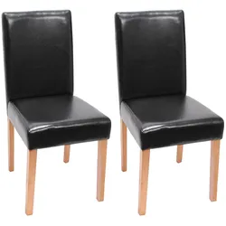 Einzelst�ck | 2er-Set Esszimmerstuhl Stuhl Lehnstuhl Littau ~ Leder, schwarz, helle Beine