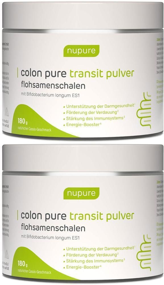 Nupure colon pure transit pulver flohsamenschalen 2x 2x180 g Pulver
