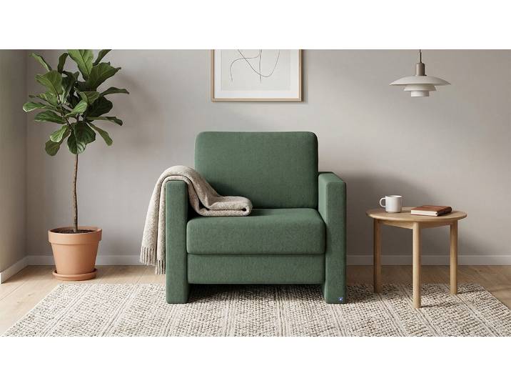 BRUNO Schlafsessel 70cm in Grün praktische Größe stabiles Massivholz & Boxspringkomfort