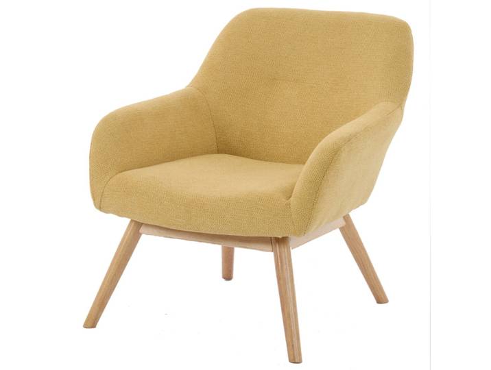 Fauteuil en bois naturel et tissu trendy safran