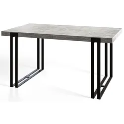 RECHTECKIGER Esszimmertisch ROSA, Größe: 160X90X77 cm, Wohnzimmertisch Farbe: Hellgrau, mit Metallbeinen in Farbe Schwarz