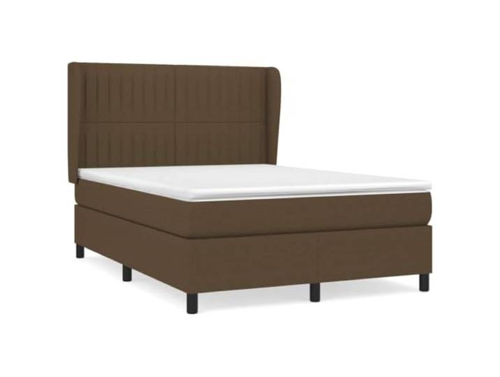 PUGYNBK Boxspringbett, 140 x 200 cm, Stoff, Dunkelbraun Verstellbares Kopfteil, Taschenfederkerne, mittlere Festigkeit, atmungsaktiv