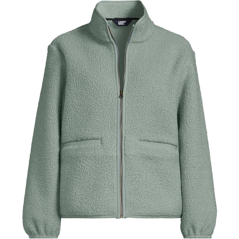 Bouclé-Fleecejacke, Damen, size: regular, Grün, Polyester, by Lands' End