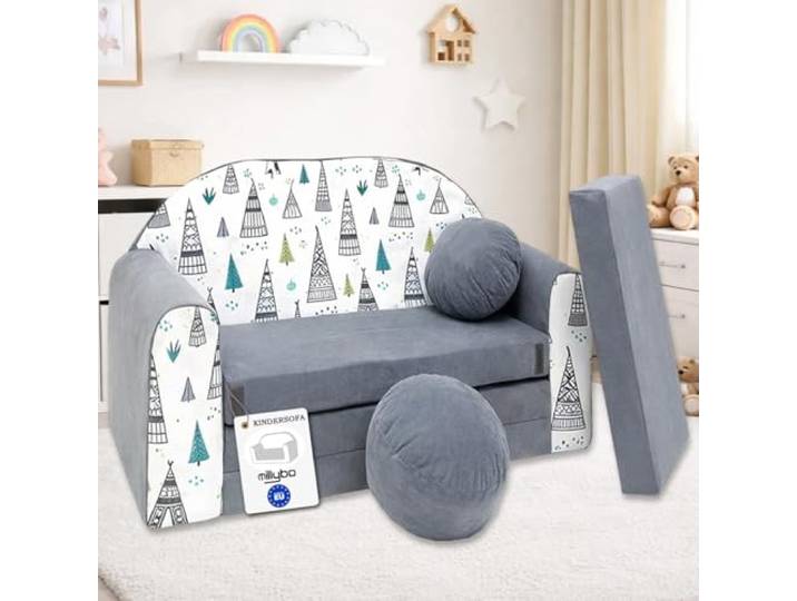 millybo Kindersofa Kinder Couch mit Schlaffunktion ausklappbar 3in1 Kinder Sofa Spielsofa mit Bettfunktion Mädchen Jungen Sitzsack Minisofa Schlafsofa Kinderzimmer Schlafsessel (AJ3)