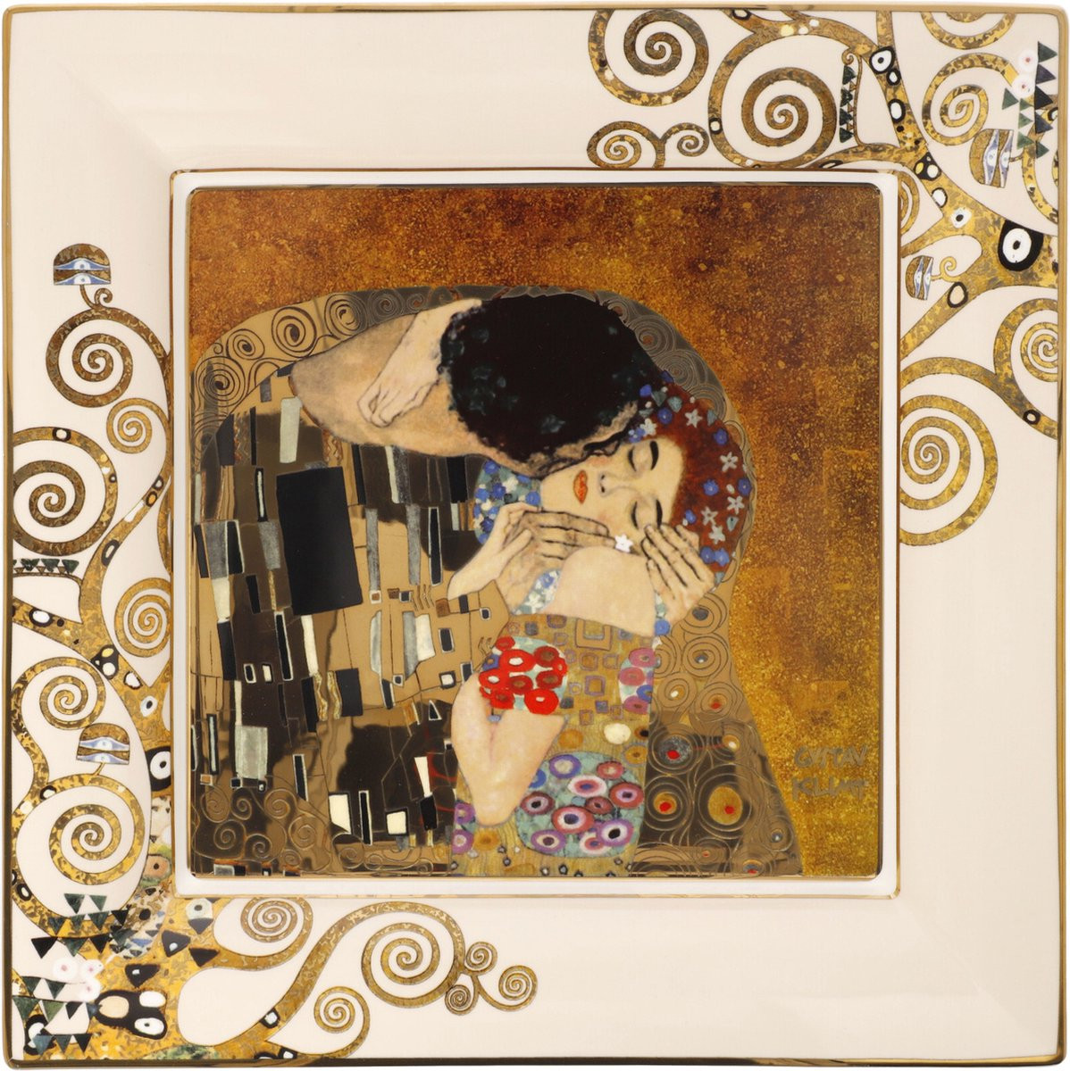 Goebel Gustav Klimt Schaal De Kus Porselein met echt goud Diameter: 30 cm