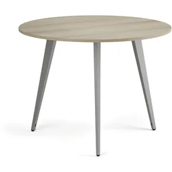Couchtisch PRIMO VIBE, Durchmesser 100 cm, graues Metallgestell, Eiche natur