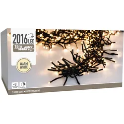 Koopman, Lichterkette, LED-Clusterbeleuchtung Büschel warmweiss, 2016 LEDs, sw Kabel, Innen/Aussen, 18m (18 m)