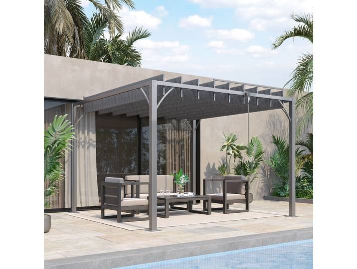 Outsunny Pergola Bioclimatique 3x3m Aluminium Gris