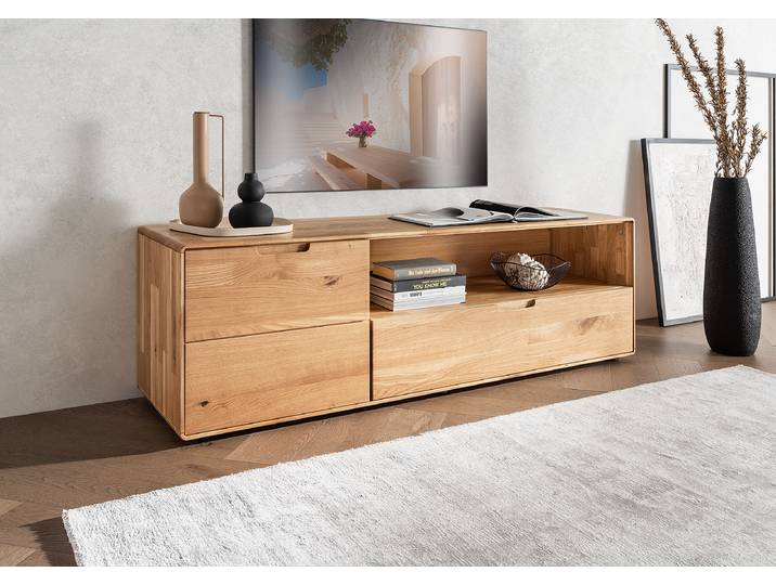 Massives TV-Lowboard Breite 149 cm Massivholz Wildeiche, geölt Holz/Braun 149 x 47 x 40cm