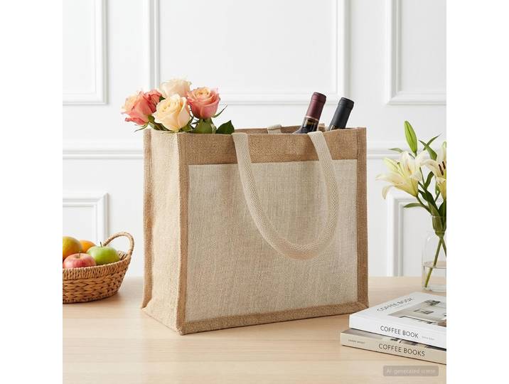 vidaXL Jute-Handtaschen mit Tasche 5 Natürlich und Weiß