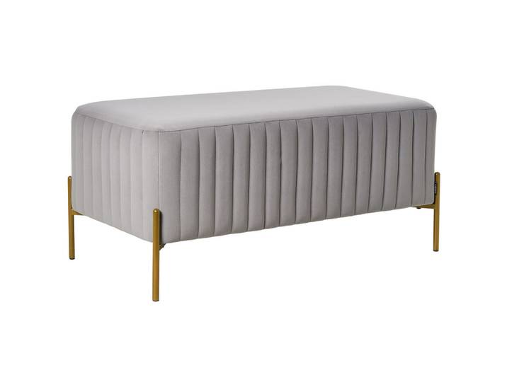 Beliani Polsterbank Samtstoff Grau Utah, Rechteckig, 91x43x47 cm, Esszimmer, Bänke, Sitzbänke