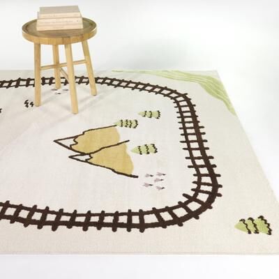 Balta Rugs Virginia Kids Train Tracks Area Rug