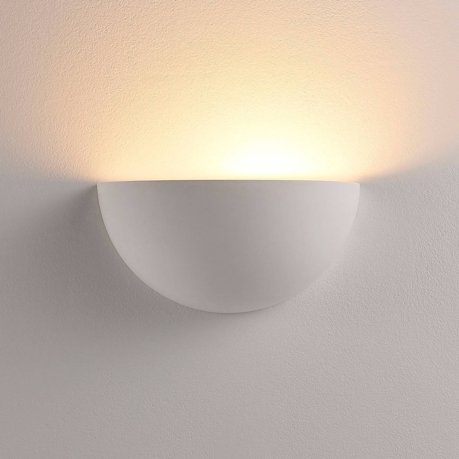 Uplighter Wall Light Narin Lindby, dimmable, White / opal, Living / Dining Room, Plaster / clay, Modern, Wall Light