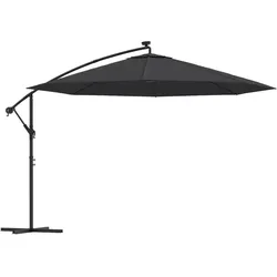 vidaXL Ampelschirm mit LED-Beleuchtung Stahl-Mast Schwarz 350 cm