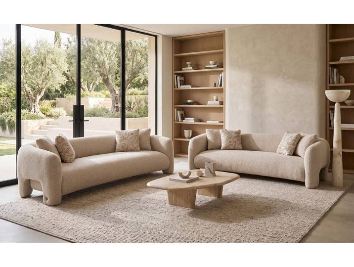 JVmoebel Polstergarnitur Modernes Sofa Garnitur Zwei Sofas Beige Hochwertig, (2-tlg), Made in Europa