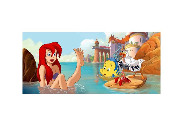 Ag Art - Poster Géant Ariel La Petite Sirene Disney Intisse 202x90 Cm