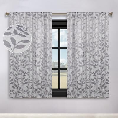 Superior Leaves Back Tab Curtains Room Darkening Machine Washable, Set of 2